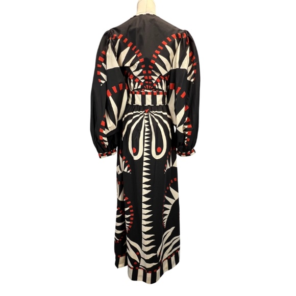 Farm Rio Coconut Grove Puff-Sleeve V-Neck Maxi Dress Size Small - Picture 9 of 11